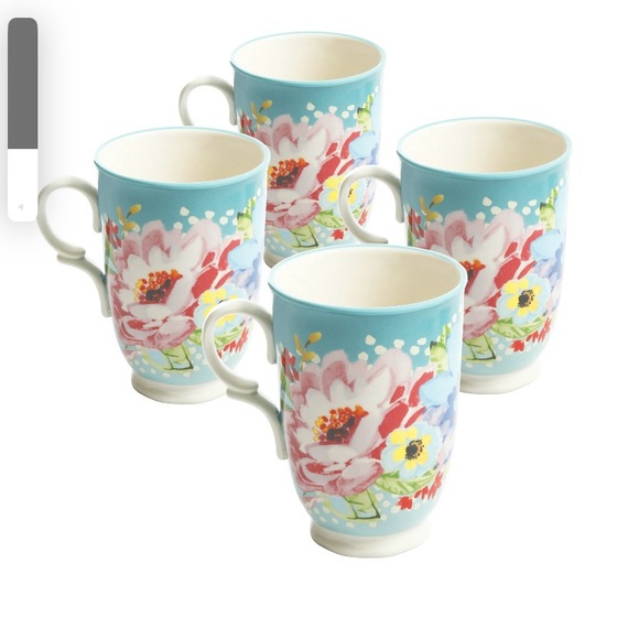 The Pioneer Woman Melody Floral Teak 18 Oz Stoneware Coffee Mugs set of 4 - Picture 3 of 6